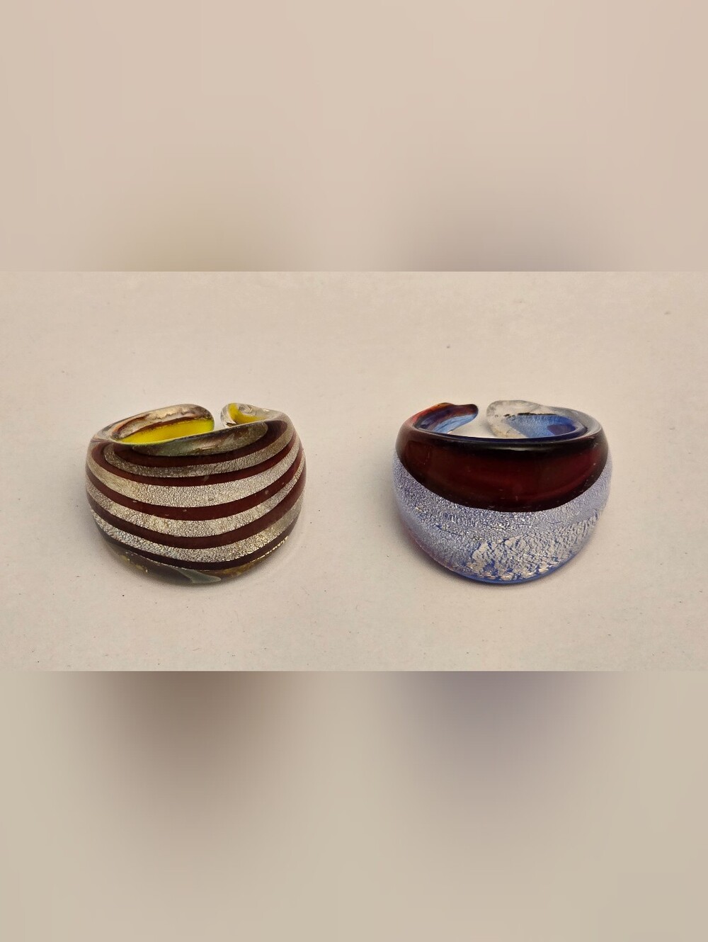 Bubble Glass Rings - Set Of 2 - Chunky Murano Style
